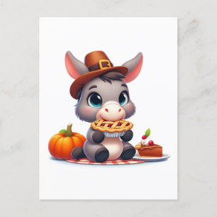 Sweet Donkey Eats Thanksgiving Pie  Postcard