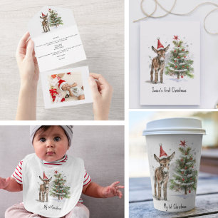 Sweet Donkey's First Christmas, custom All In One Invitation