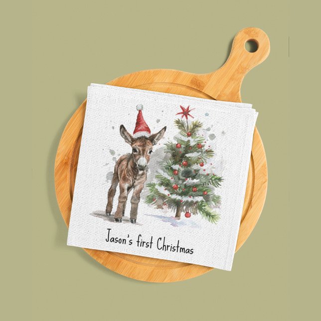 Sweet Donkey's First Christmas, custom Napkin (Creator Uploaded)