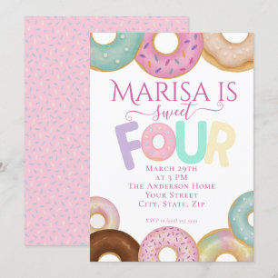 Sweet Donut Birthday   Colorful Kids Party -  Invitation