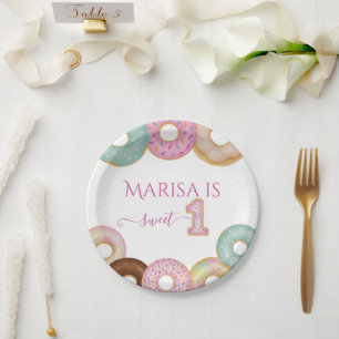 Sweet Donut Birthday   Colorful Kids Party -  Paper Plate