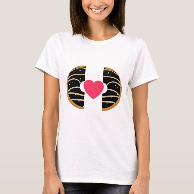 Sweet Donut Heart Love Design shirt (Front)