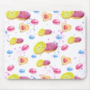 Sweet donuts with colourful glaze pattern mouse mat