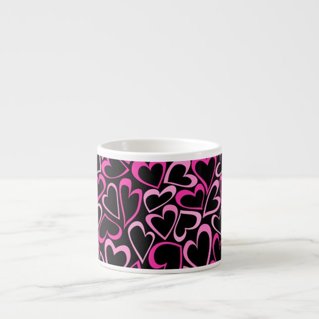 Sweet doodled pink hearts Espresso Mug (Front)
