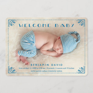 Sweet Dotted Frame Birth Announcement