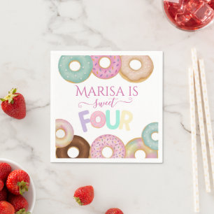 Sweet Doughnut Birthday Colourful Kids Party - Napkin