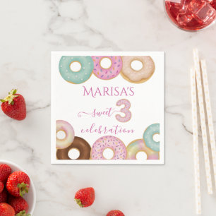 Sweet Doughnut Birthday Colourful Kids Party - Napkin
