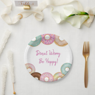 Sweet Doughnut Birthday Colourful Kids Party - Paper Plate