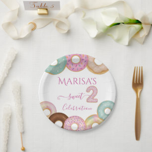 Sweet Doughnut Birthday   Colourful Kids Party -  Paper Plate