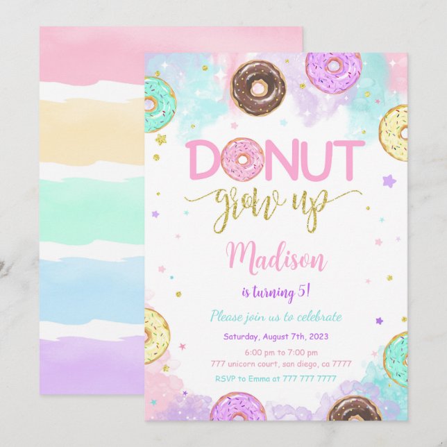 Sweet Doughnut Birthday  Invitation (Front/Back)