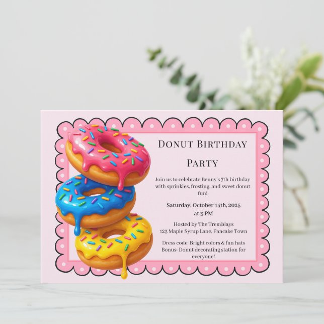 Sweet Doughnut Brunch | Birthday Celebration Invitation (Standing Front)