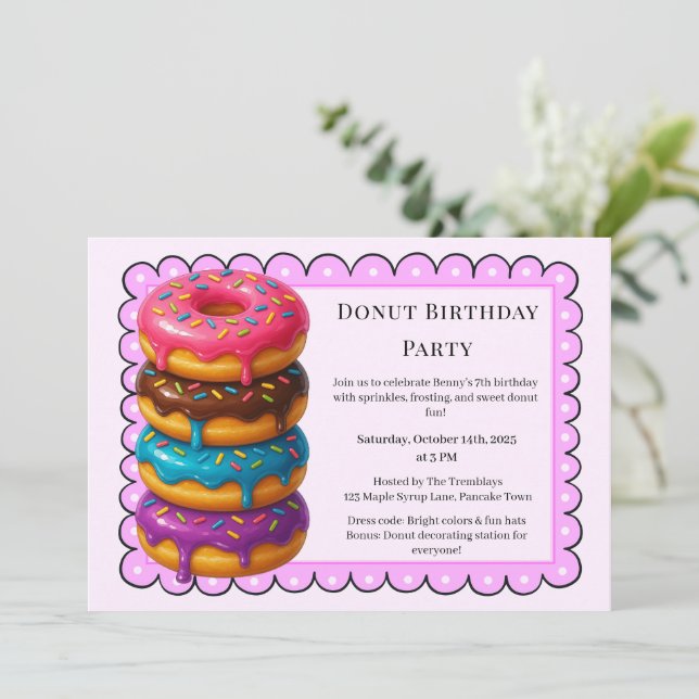 Sweet Doughnut Brunch | Birthday Celebration Invitation (Standing Front)