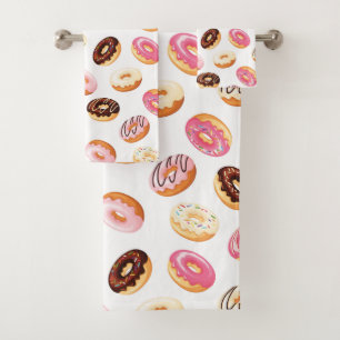 Sweet Doughnut Pattern Bath Towel Set