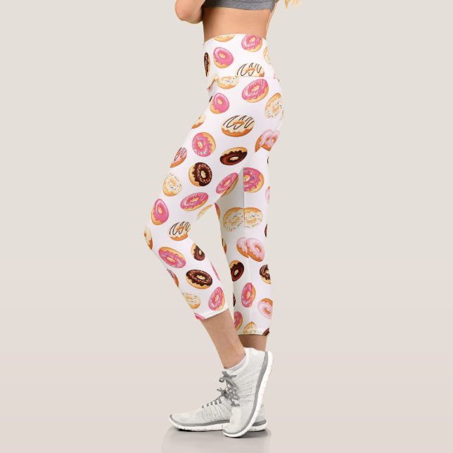 Sweet Doughnut Pattern Capri Leggings (Left)