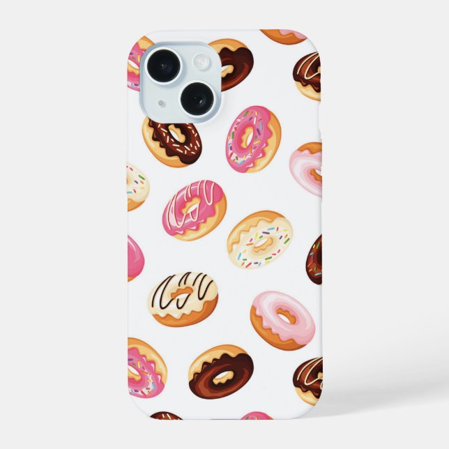 Sweet Doughnut Pattern iPhone 15 Case (Back)