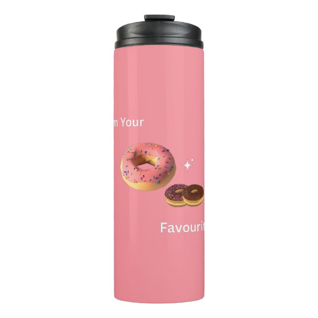 Sweet Doughnut Vibes – Pink & Chocolate Travel Mug (Front)