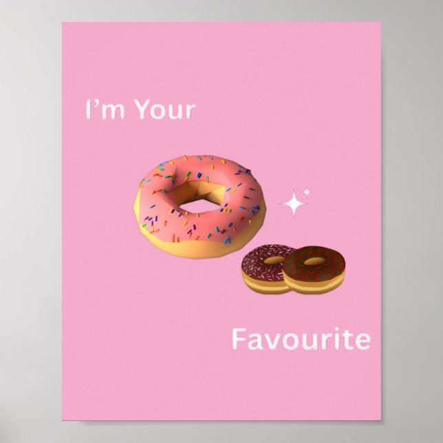 Sweet Doughnut Wall Art – Pink & Chocolate Print (Front)