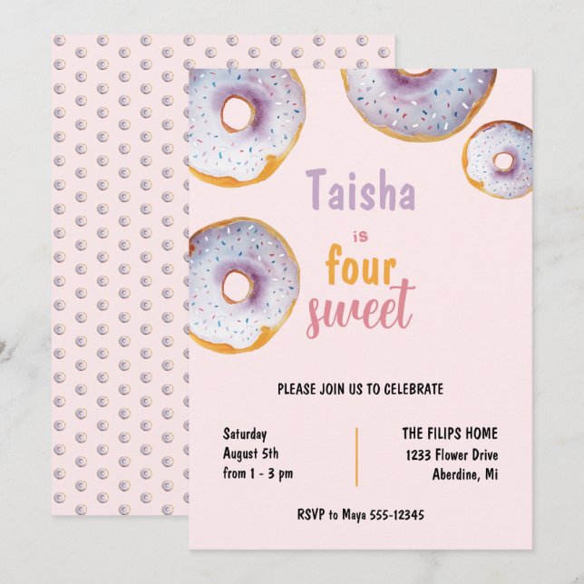 Sweet Doughnut Watercolor Illustration (Front/Back)