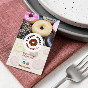 Sweet Doughnuts Business Cream Cute Barcode Busi Business Card