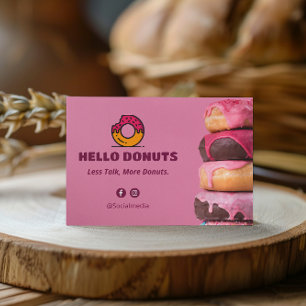 Sweet Doughnuts Business Pink Cute Barcode Business Card