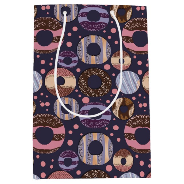 Sweet Doughnuts Girl Baby Shower Purple Medium Gift Bag (Front)