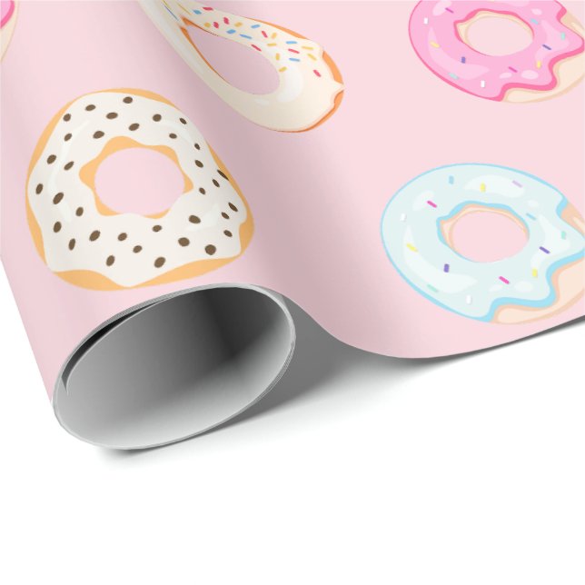 Sweet Doughnuts Pink Wrapping Paper (Roll Corner)