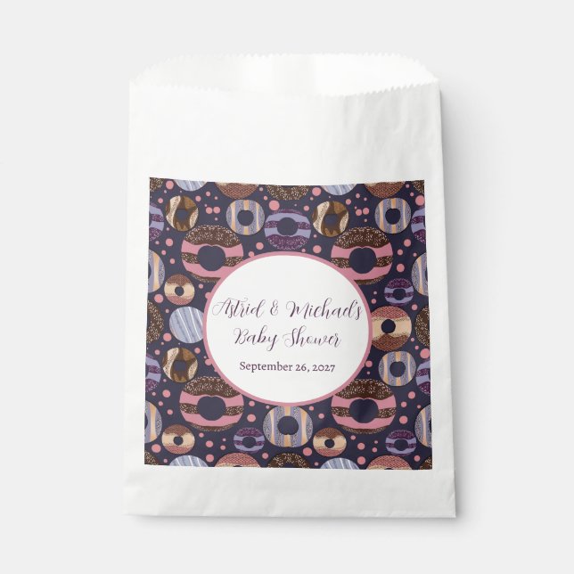 Sweet Doughnuts Purple Girl Baby Shower  Favour Bags (Front)