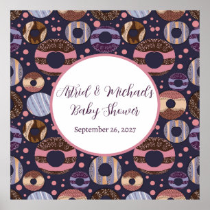 Sweet Doughnuts Purple Girl Baby Shower  Poster