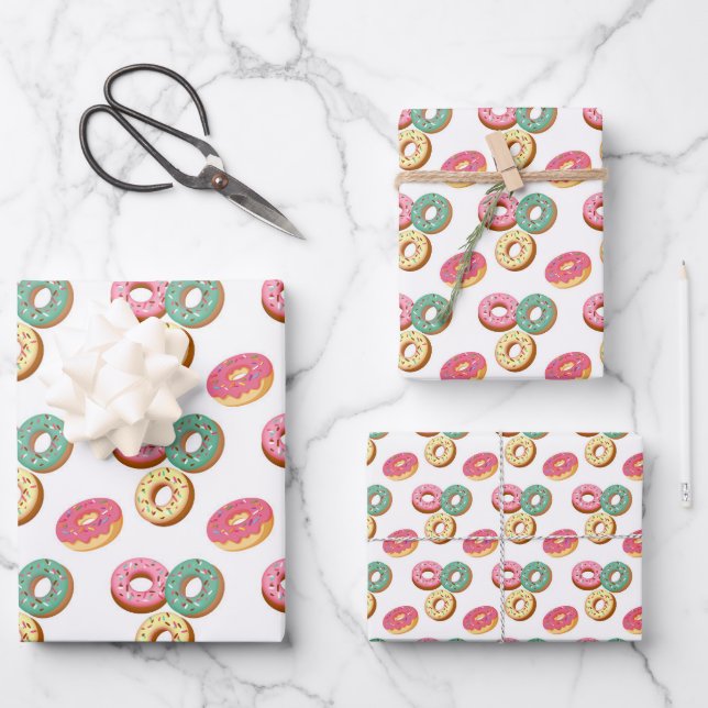 Sweet Doughnuts Series Design 3  Wrapping Paper Sheet (Front)