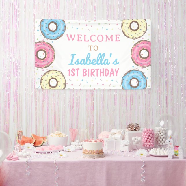 Sweet Doughnuts Sprinkles Birthday Welcome Backdro Banner (Party)