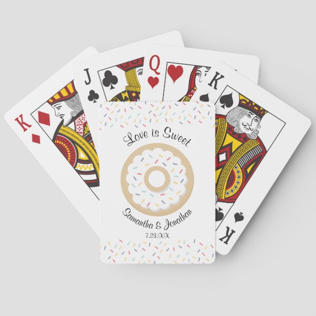 Sweet Doughnuts Wedding Guest Welcome Bag Playing Cards (Back)