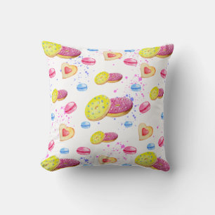 Sweet doughnuts with colourful glaze pattern cushion