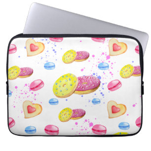 Sweet doughnuts with colourful glaze pattern laptop sleeve