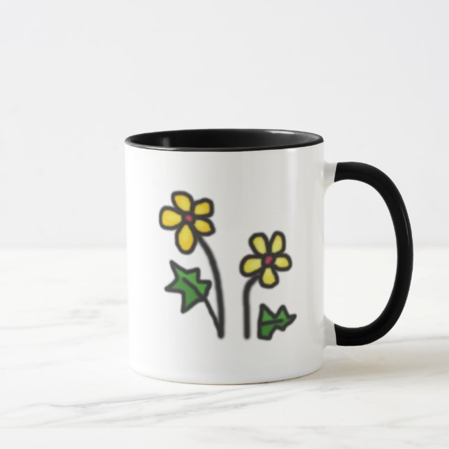 Sweet Drawn Yellow Flower Mug (Right)
