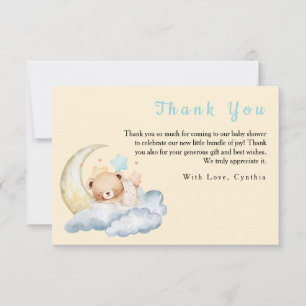 Sweet dream teddy bear Boy baby Shower  Thank You Card