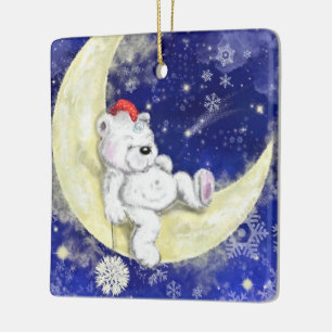 Sweet Dreaming Little Bear - Merry Christmas Cute Ceramic Ornament