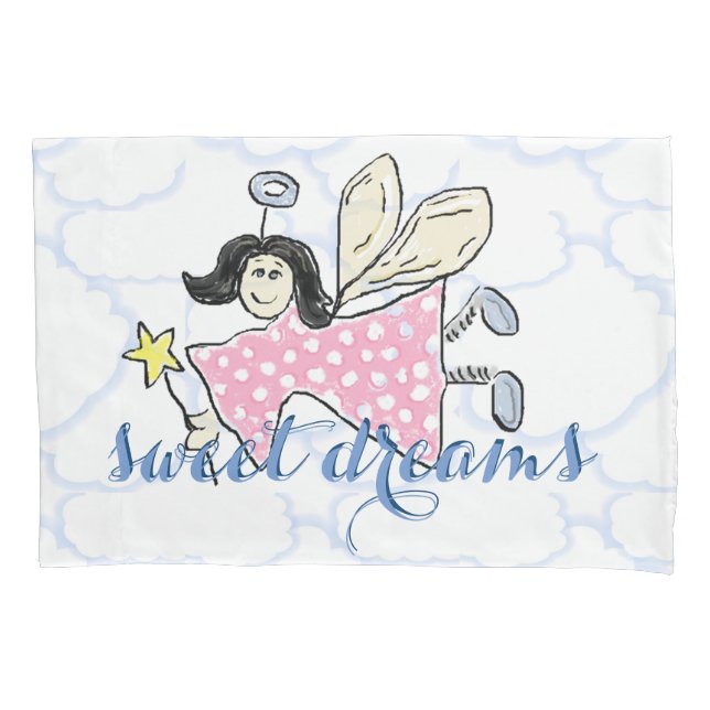 Sweet Dreams Angel in Pink Pillowcase (Front)