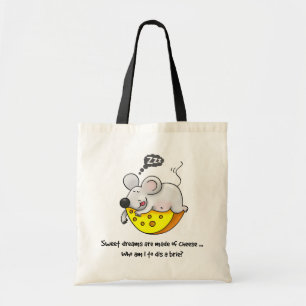 Sweet Dreams are Made of Cheese Cute Snoring Mouse Tote Bag