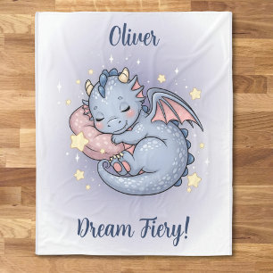 Sweet Dreams Baby Dragon Fleece Blanket