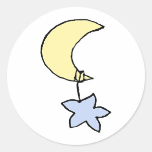 Sweet dreams - baby moon & star classic round sticker