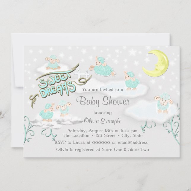 Sweet Dreams Baby Shower Invitation (Front)