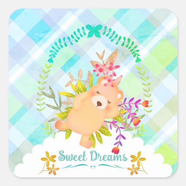 Sweet Dreams Bear Baby  Square Sticker (Front)