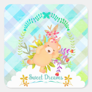 Sweet Dreams Bear Baby Square Sticker