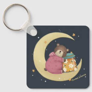 Sweet Dreams: Bear & Honey Illustration Key Ring