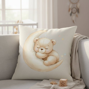 Sweet Dreams Bear on Moon Baby Nursery Pillow