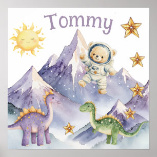 Sweet Dreams Blue Astronaut Teddy Nursery Poster