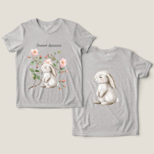 Sweet Dreams Bunny Rabbit Roses Pink Floral Tri-Blend Shirt