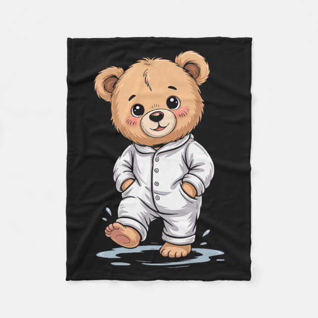 Sweet Dreams Cool Teddy Bear With Pajamas Premium  Fleece Blanket (Front)