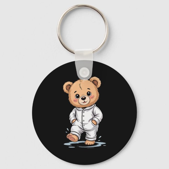 Sweet Dreams Cool Teddy Bear With Pajamas Premium  Key Ring (Front)