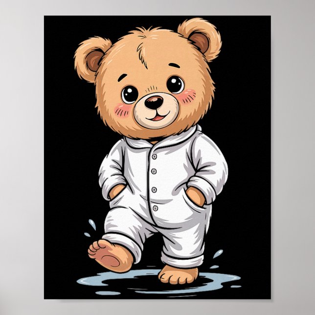Sweet Dreams Cool Teddy Bear With Pajamas Premium  Poster (Front)